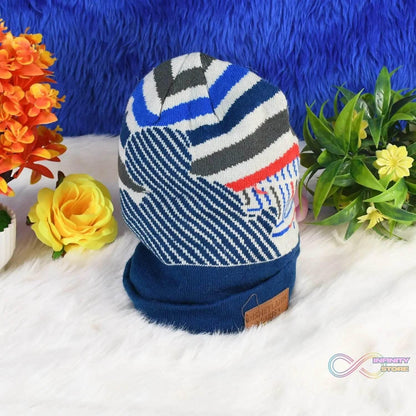 Cap for Winter Woolen Knitted Black Inside Fur Caps (1 Pc / Mix Design & Color) - infinityexculsivestore.com