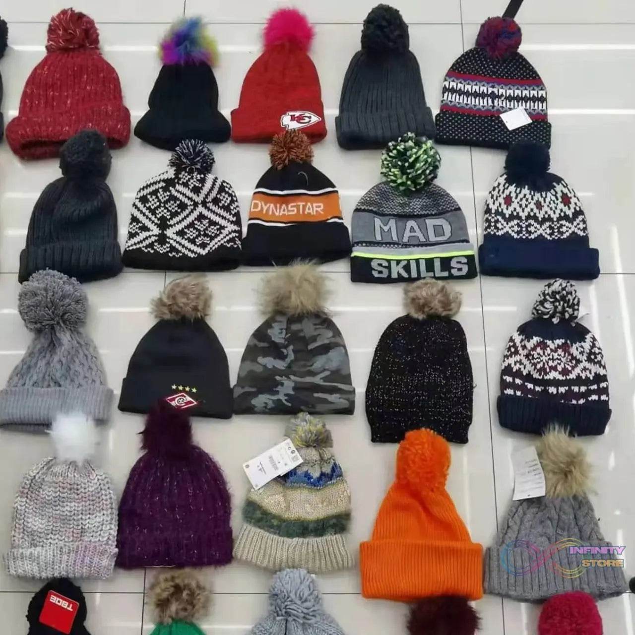 Cap for Winter Woolen Knitted Black Inside Fur Caps - infinityexculsivestore.com