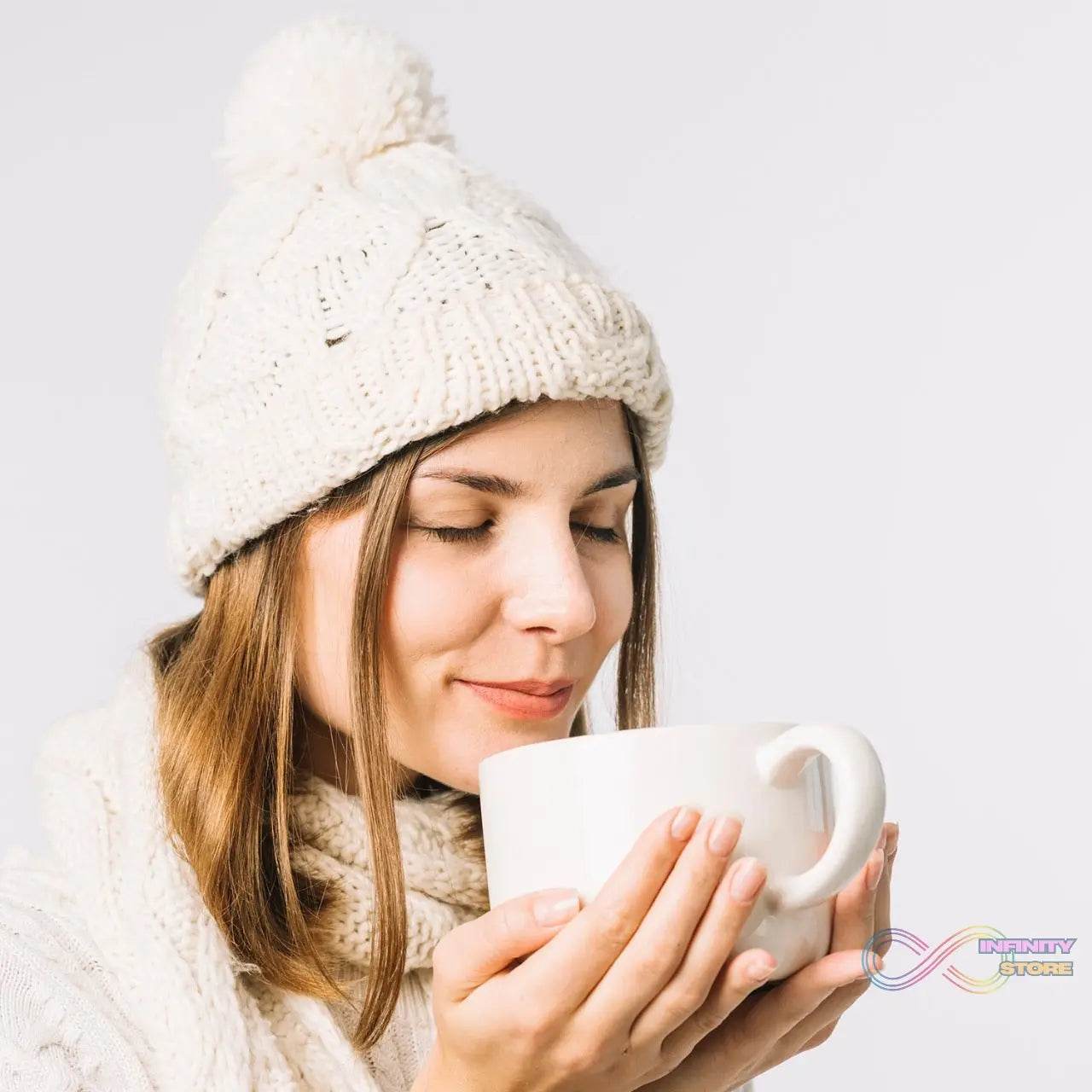 Cap for Winter Woolen Knitted Black Inside Fur Caps - infinityexculsivestore.com