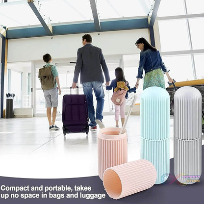 Capsule Shape Travel Toothbrush Toothpaste Case Holder (Multicolor / 3 Pcs Set) - infinityexculsivestore.com