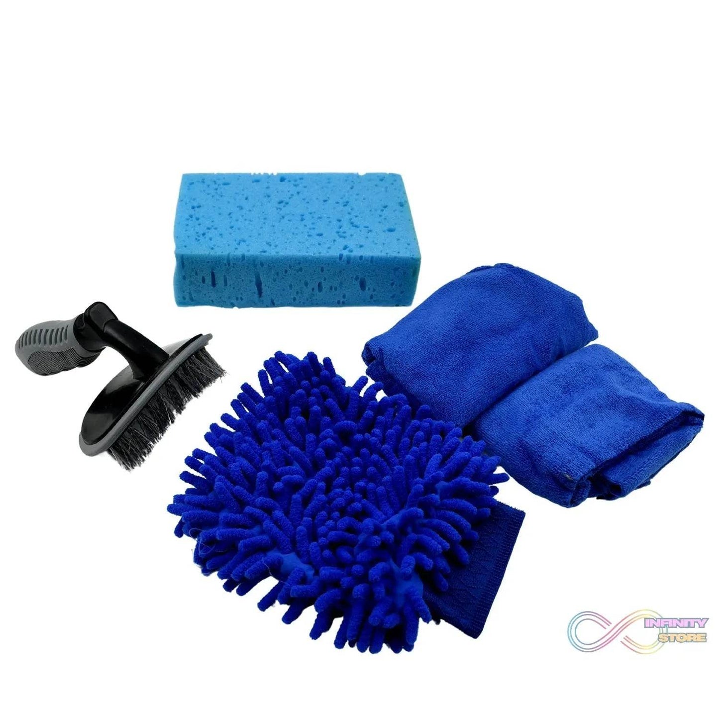 Car / Bike Cleaning Combo Microfiber Car Wash Sponge and Gloves, Automobile Cleaning Sponges, 2 Wash Towel, 1 Brush, 1 Sponge, 1 Gloves, Car Wash Cleaning Tools Kit (5 Pcs Set) - infinityexculsivestore.com