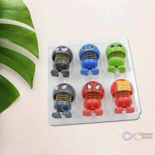 Car Dashboard Spring Dancing Toys 6 pcs / Set Car Interior Decor Bounce Doll - infinityexculsivestore.com