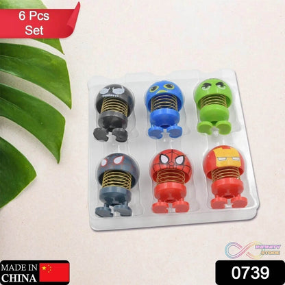 Car Dashboard Spring Dancing Toys 6 pcs / Set Car Interior Decor Bounce Doll - infinityexculsivestore.com