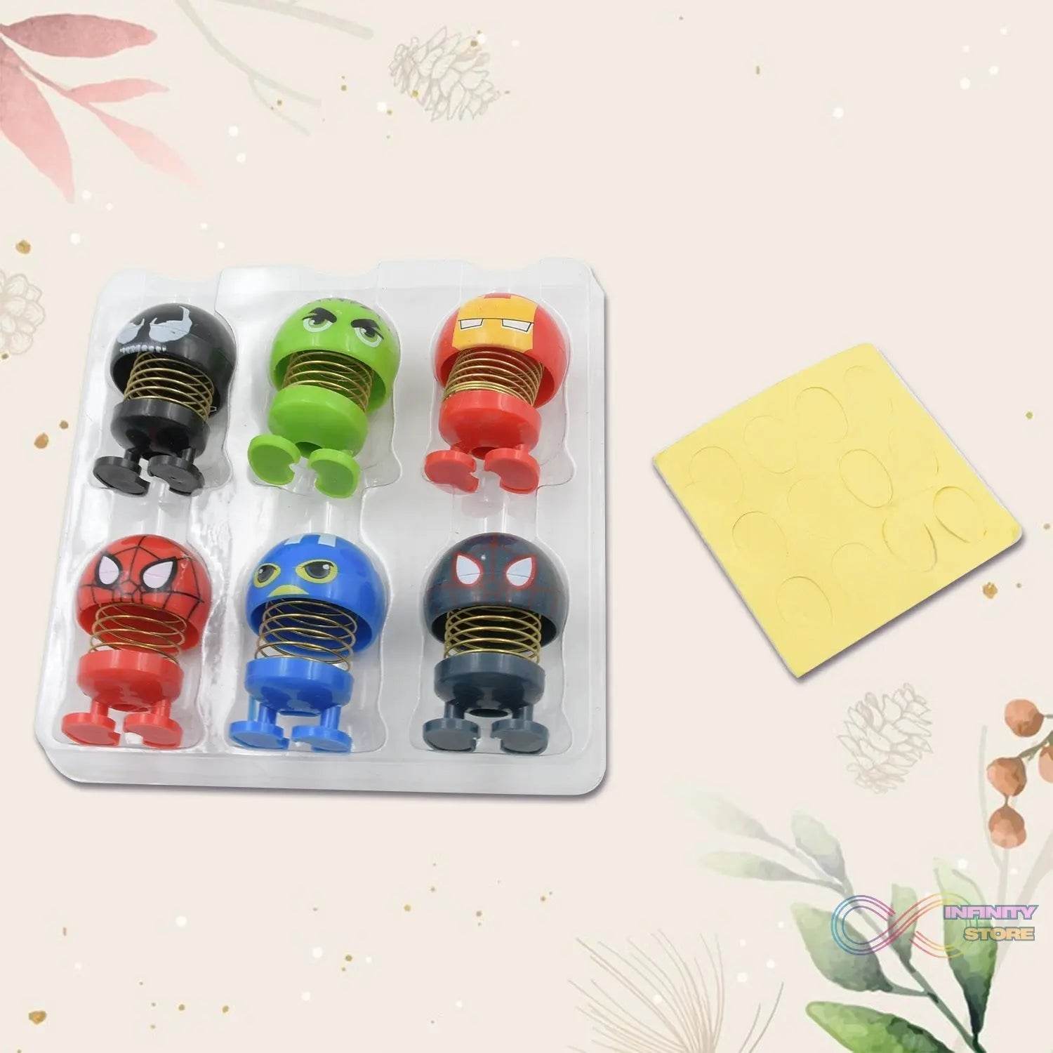 Car Dashboard Spring Dancing Toys 6 pcs / Set Car Interior Decor Bounce Doll - infinityexculsivestore.com