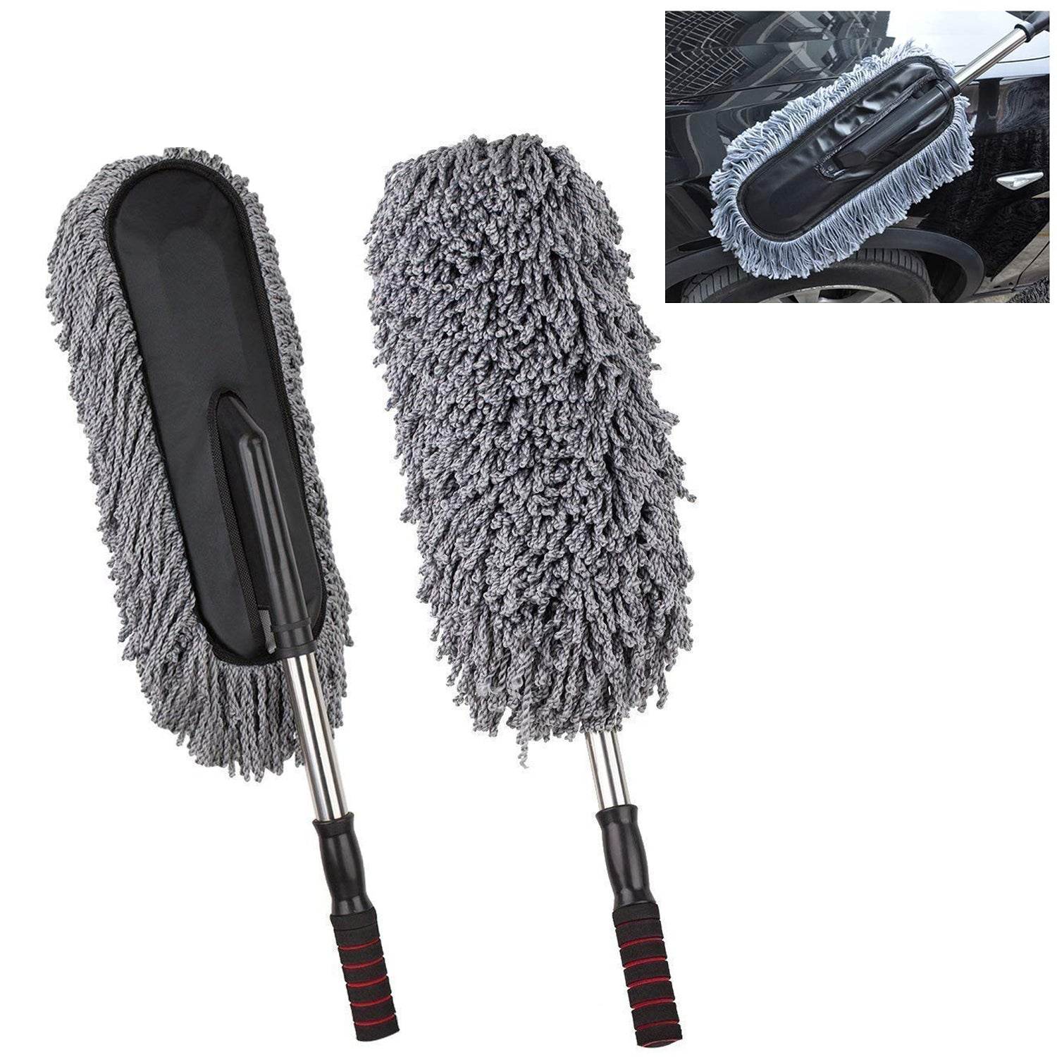 Car Duster, Long Retractable / Soft / Non-Slip / Handle Multipurpose Microfiber Wash Brush Vehicle Interior and Exterior Cleaning Kit with for Car, Boats or Home - infinityexculsivestore.com