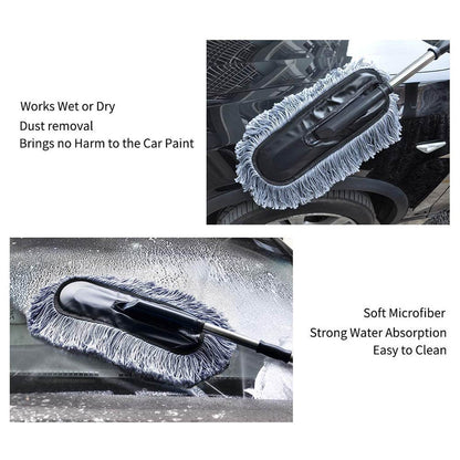 Car Duster, Long Retractable / Soft / Non-Slip / Handle Multipurpose Microfiber Wash Brush Vehicle Interior and Exterior Cleaning Kit with for Car, Boats or Home - infinityexculsivestore.com