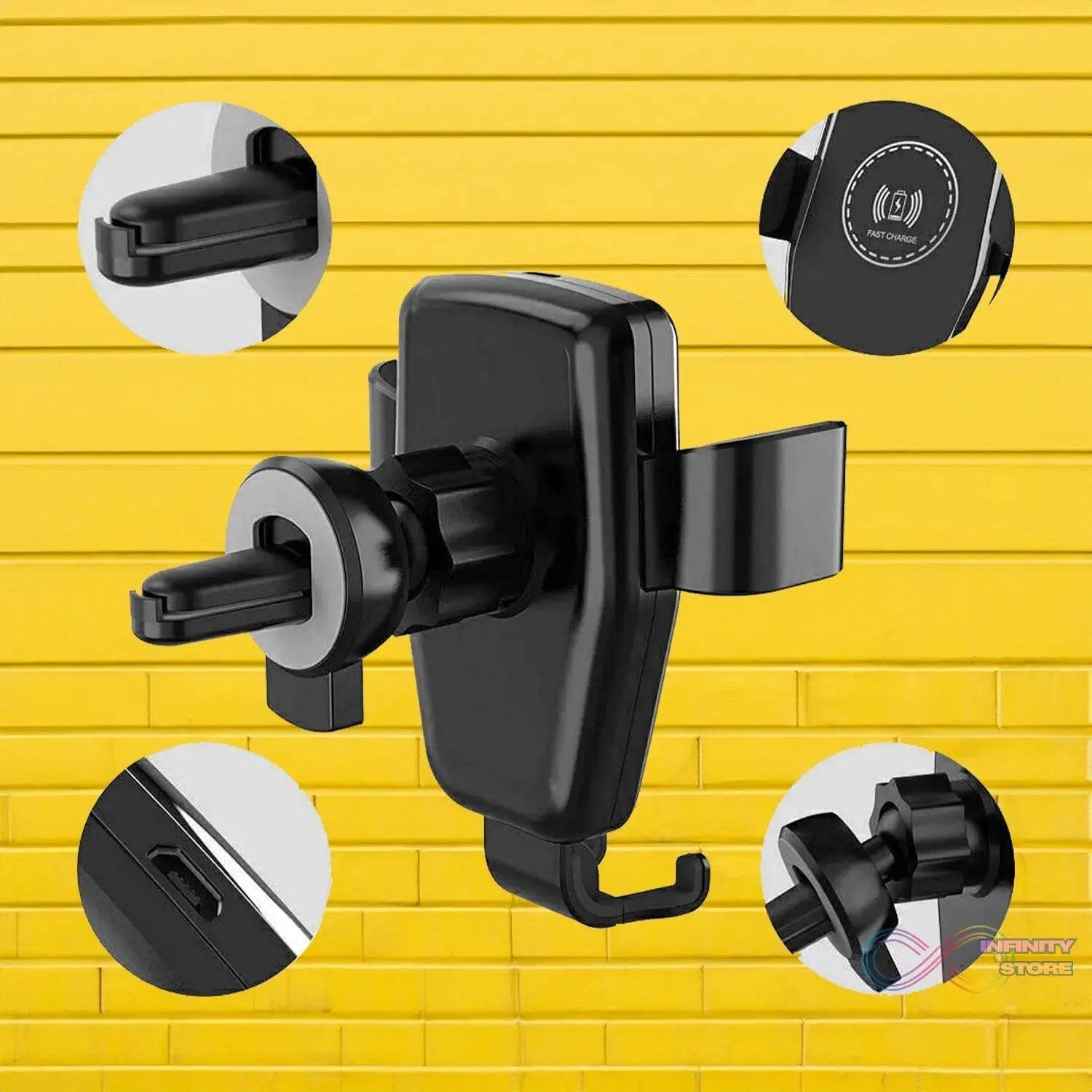 Car Phone Holder Wireless Car Charger 10W Qi Fast Charging Car Charger Gravity Auto Clamping 360Â° Rotation Air Vent Car Mount Holder - infinityexculsivestore.com