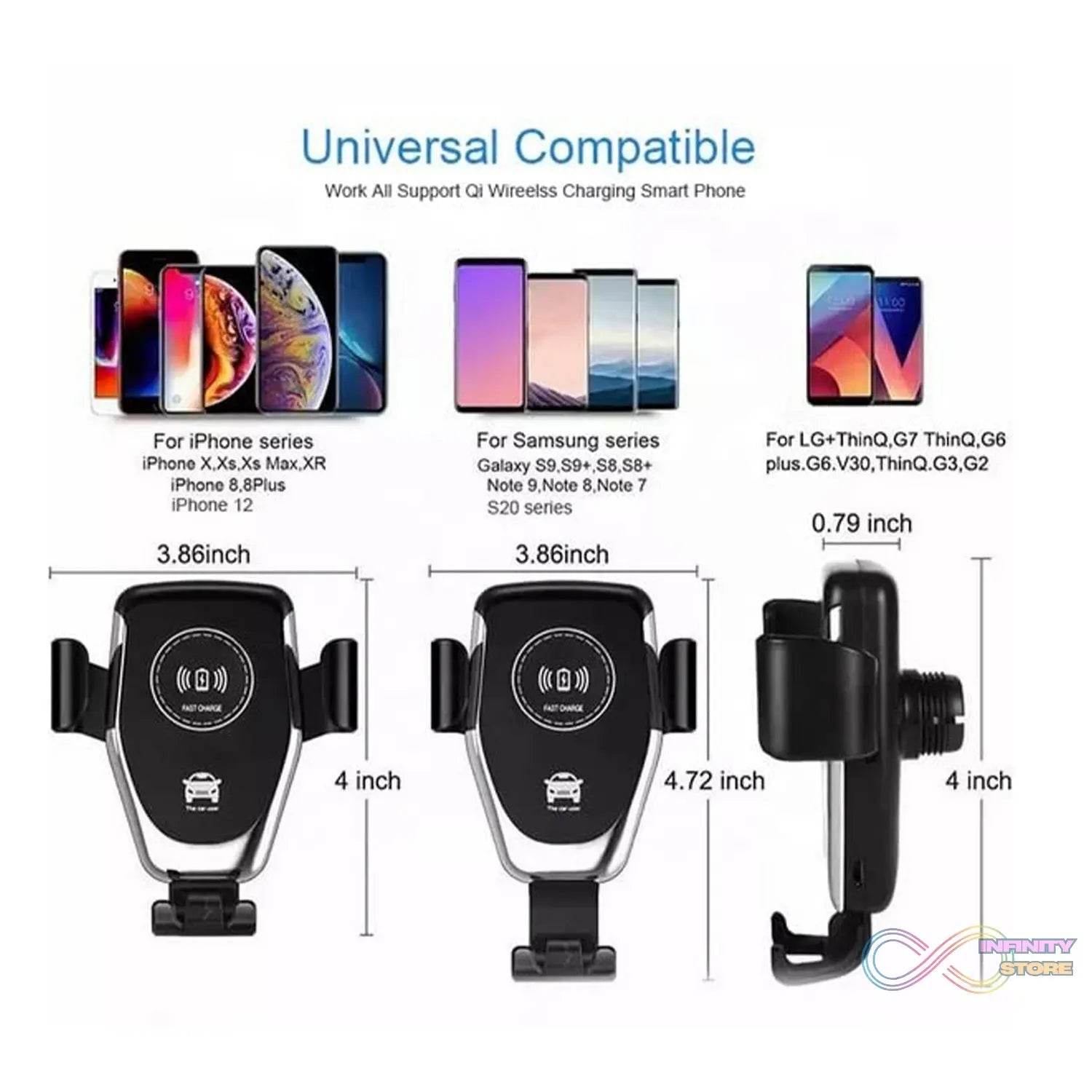 Car Phone Holder Wireless Car Charger 10W Qi Fast Charging Car Charger Gravity Auto Clamping 360Â° Rotation Air Vent Car Mount Holder - infinityexculsivestore.com
