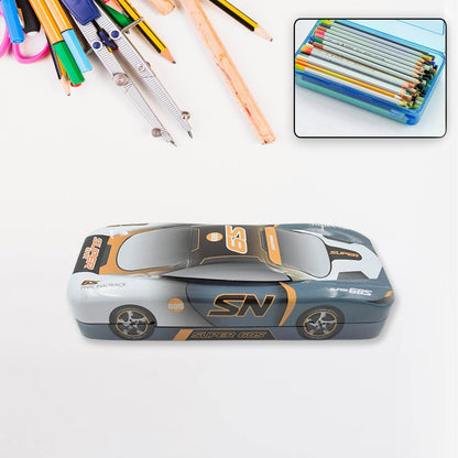 Car Shape Metal Compass Box, Pencil Case for Kids Stationery Compass Box, Stationery Gift for School Kids Compass, Pencil Box, Birthday Return Gift for Kids (1 Pc) - infinityexculsivestore.com