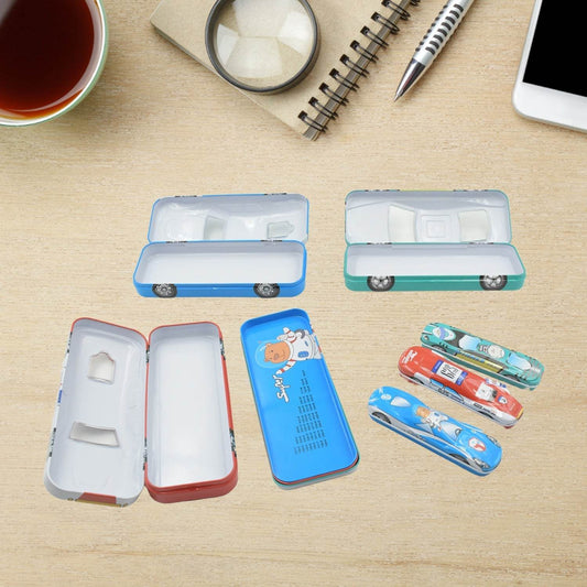 Car-Shaped Metal Compass Box (1 Pc): Pencil Case for Kids, Stationery - infinityexculsivestore.com