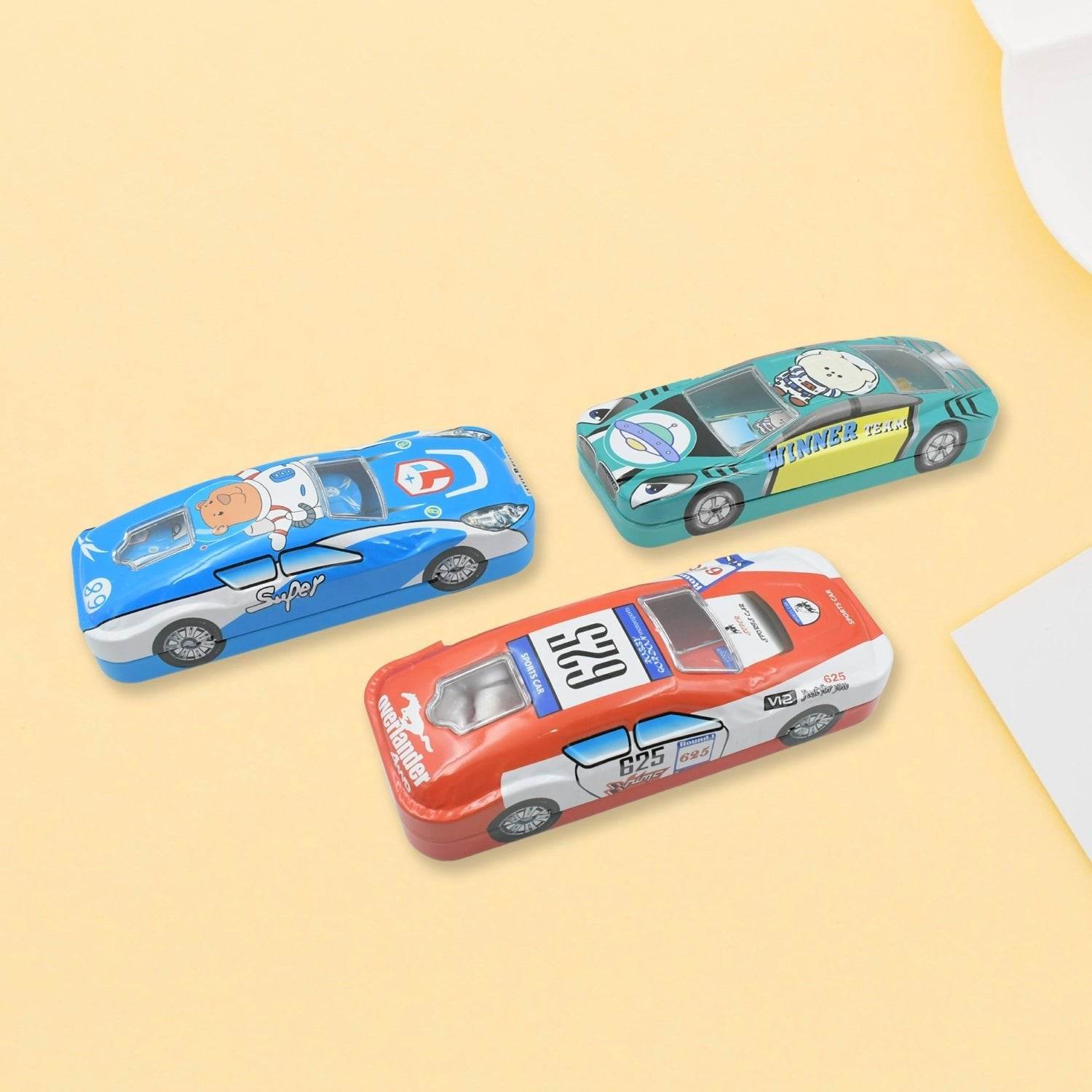 Car-Shaped Metal Compass Box (1 Pc): Pencil Case for Kids, Stationery - infinityexculsivestore.com