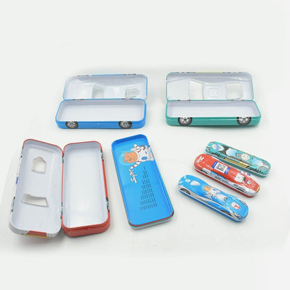 Car-Shaped Metal Compass Box (1 Pc): Pencil Case for Kids, Stationery - infinityexculsivestore.com