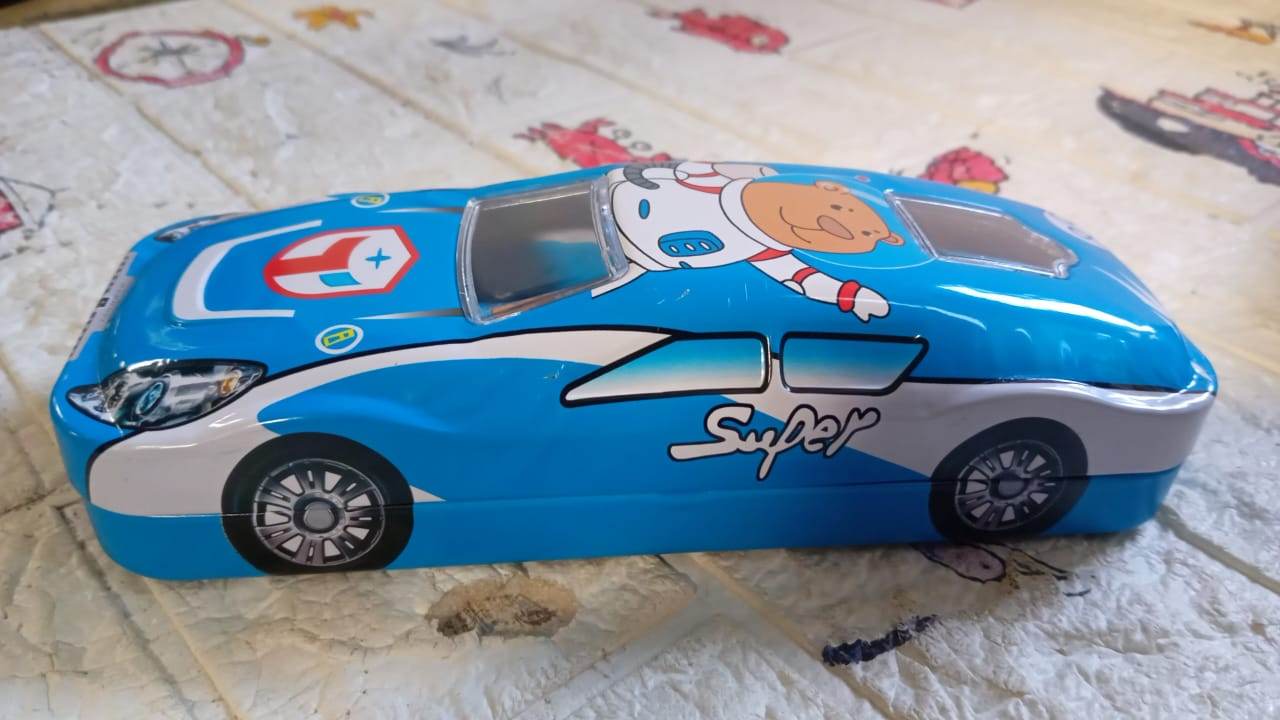 Car-Shaped Metal Compass Box (1 Pc): Pencil Case for Kids, Stationery - infinityexculsivestore.com