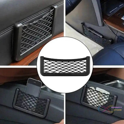 Car Storage Organize Car String Bag Car Seat Side Storage, Net Bag Mesh Pocket Organizer Stick-on for Purse Bag Phone - infinityexculsivestore.com