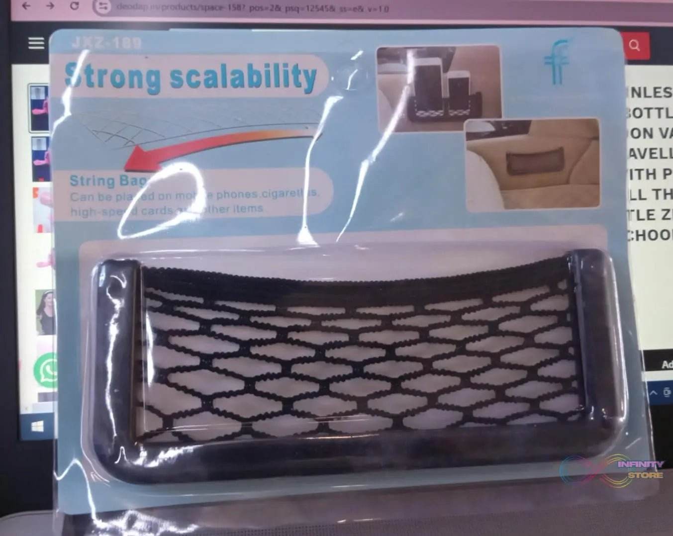 Car Storage Organize Car String Bag Car Seat Side Storage, Net Bag Mesh Pocket Organizer Stick-on for Purse Bag Phone - infinityexculsivestore.com