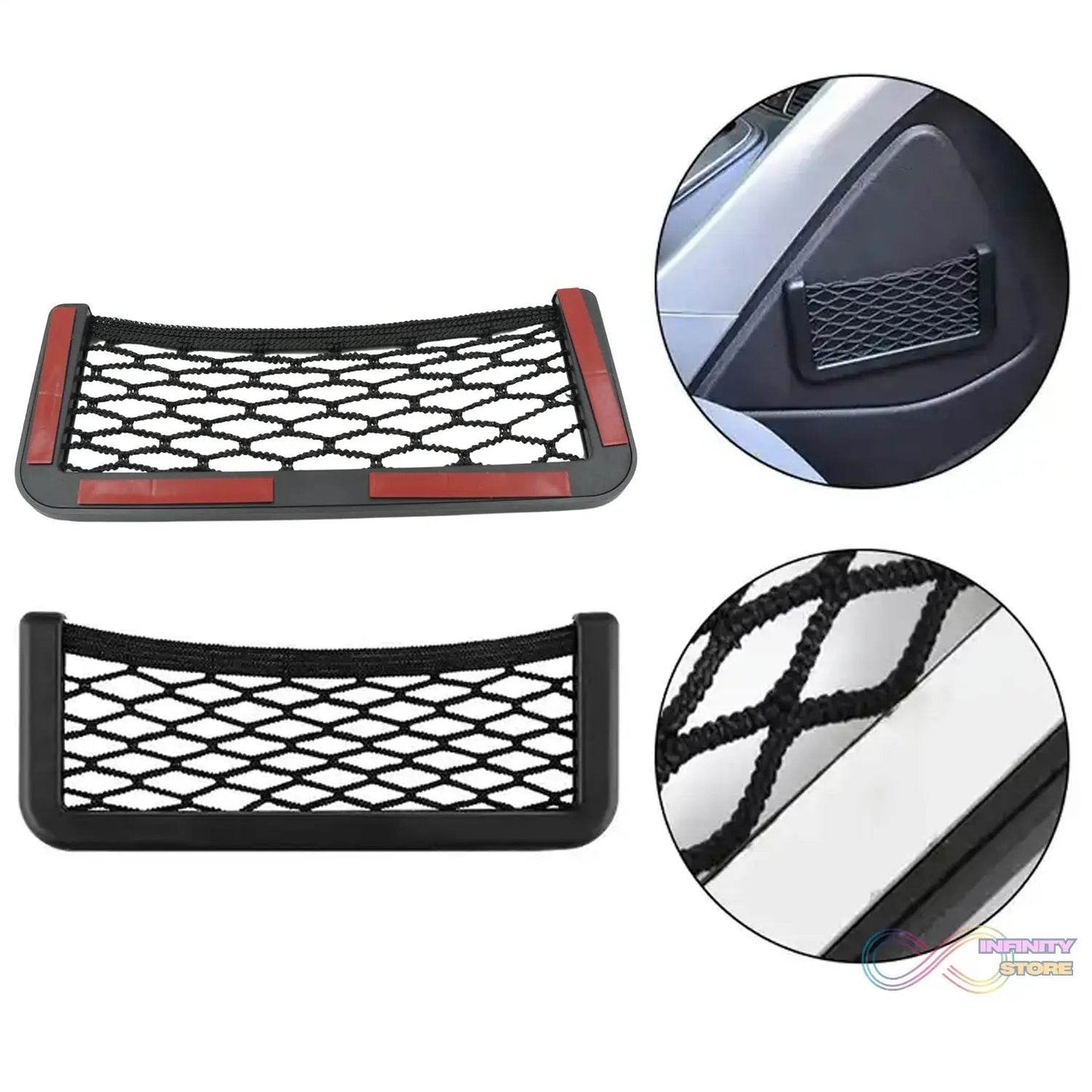 Car Storage Organize Car String Bag Car Seat Side Storage, Net Bag Mesh Pocket Organizer Stick-on for Purse Bag Phone - infinityexculsivestore.com