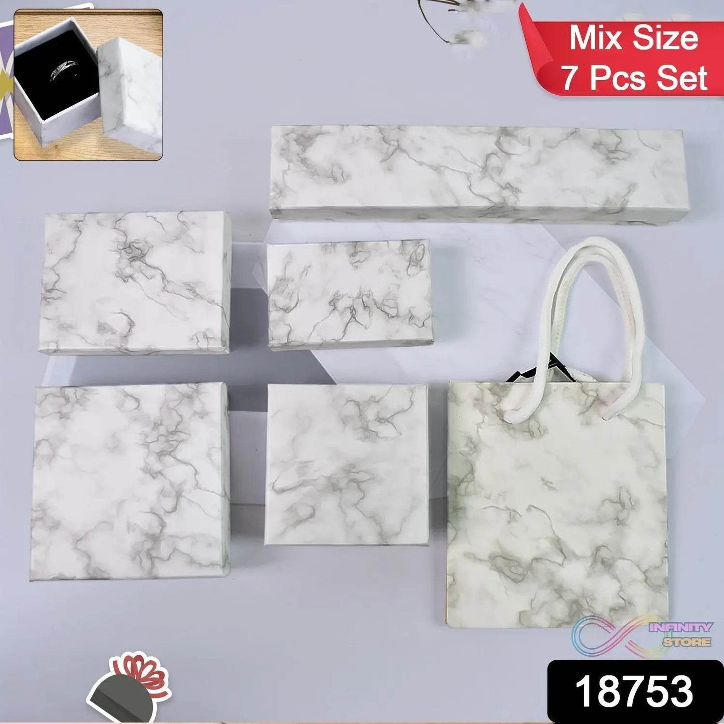 Cardboard Jewelry Boxes Gift Case Small Paper Jewelry Gift Boxes (7 Pcs Set / Mix Size) - infinityexculsivestore.com