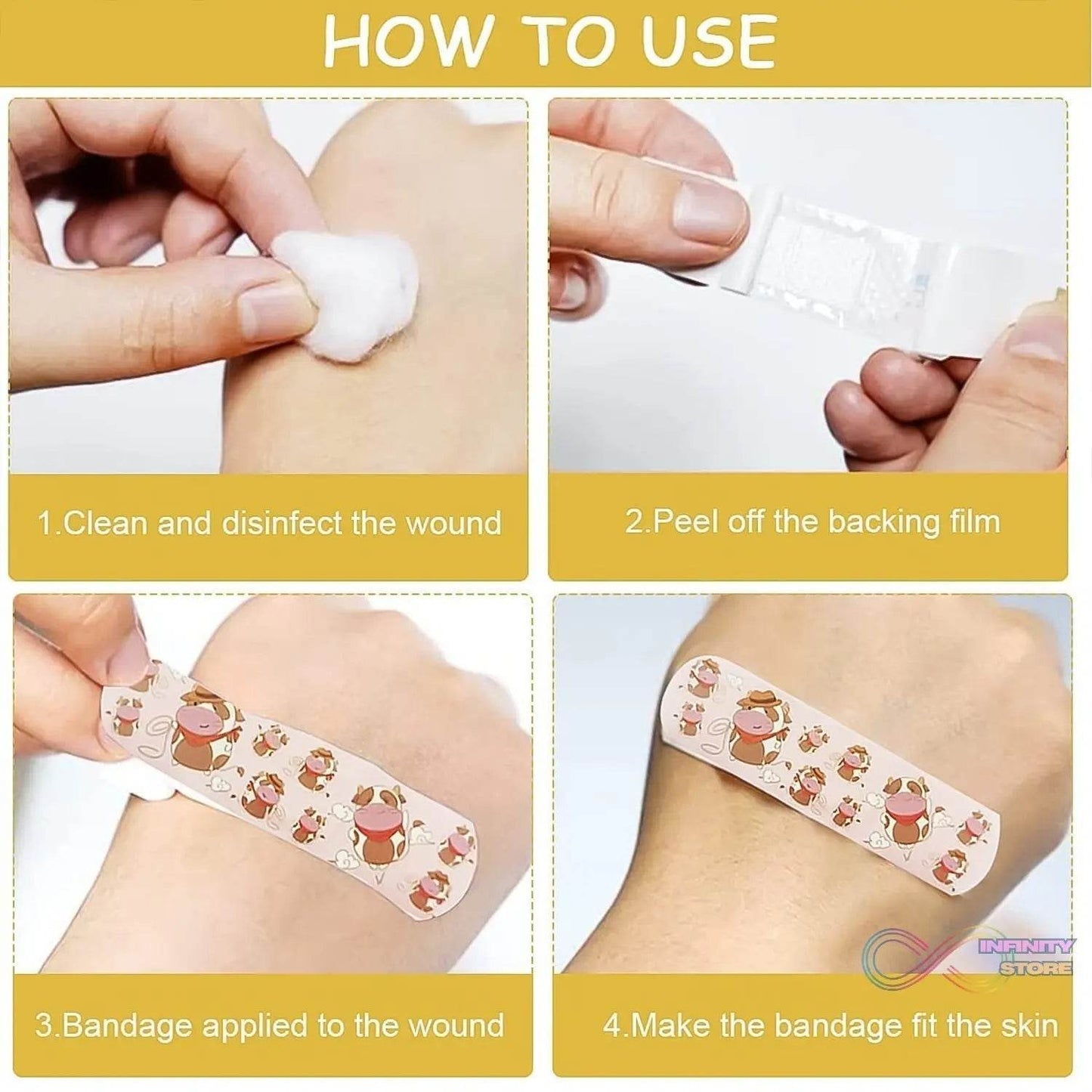 Cartoon Adhesive Bandages Waterproof Creative Bandage (50 Pcs Set) - infinityexculsivestore.com
