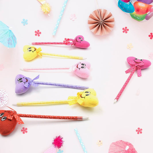 Cute Cartoon Shape & Heart Design Facy Writting Pen Attached Rattle | Ball Pen Smooth Writing For Wedding , Events & Multiuse Pen Best Pen l Use for Kids (12 Pcs Set Mix Design & Color) - infinityexculsivestore.com