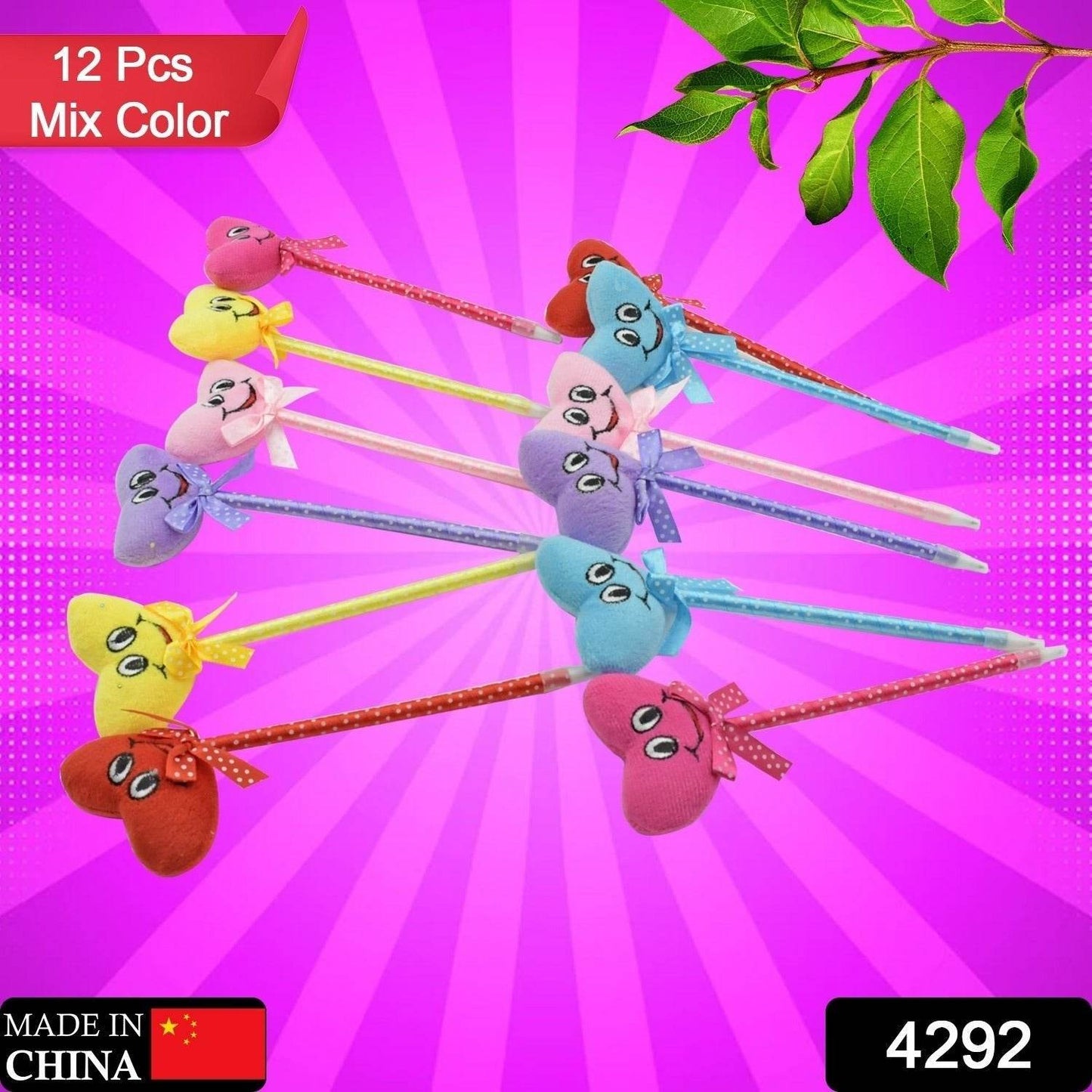 Cute Cartoon Shape & Heart Design Facy Writting Pen Attached Rattle | Ball Pen Smooth Writing For Wedding , Events & Multiuse Pen Best Pen l Use for Kids (12 Pcs Set Mix Design & Color) - infinityexculsivestore.com