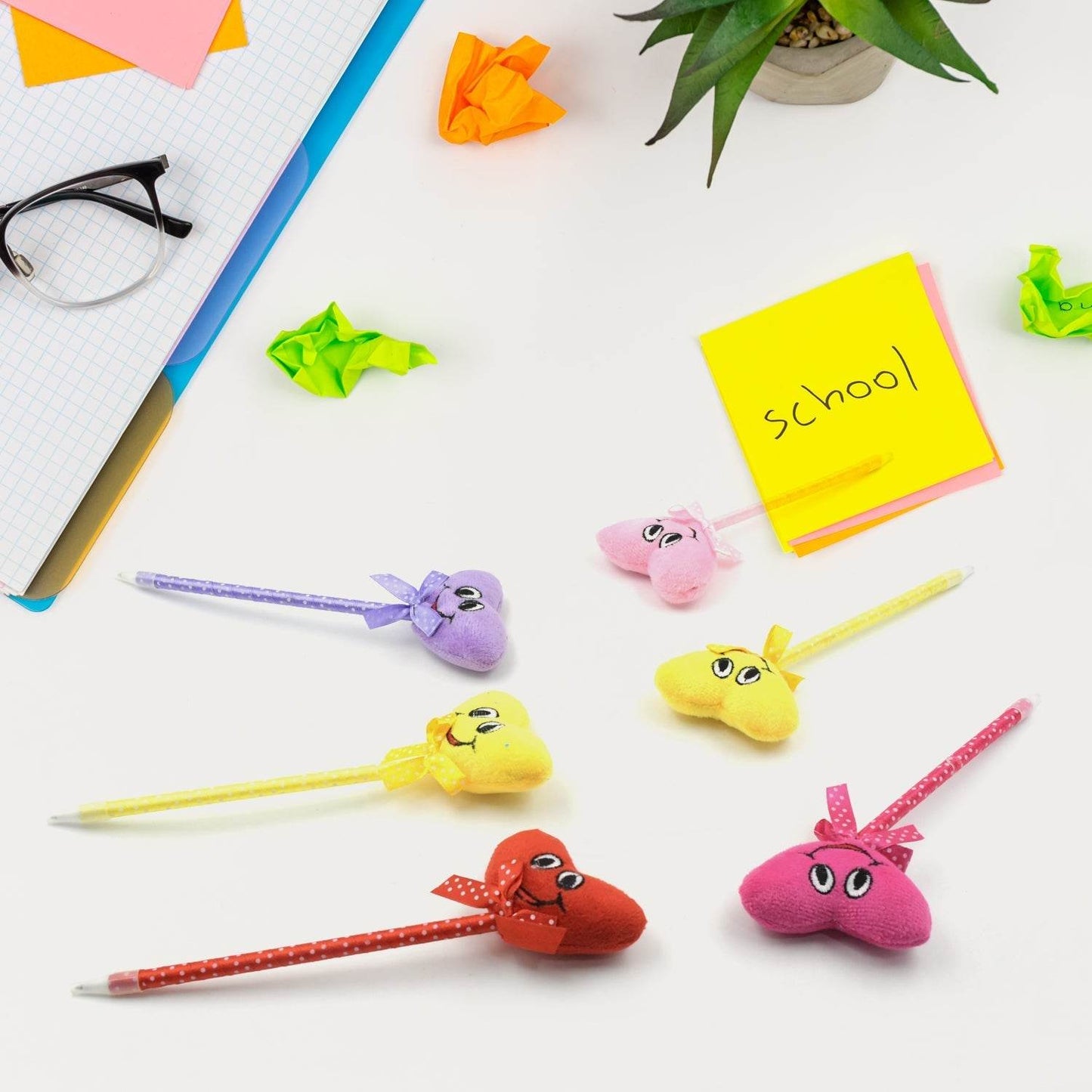 Cute Cartoon Shape & Heart Design Facy Writting Pen Attached Rattle | Ball Pen Smooth Writing For Wedding , Events & Multiuse Pen Best Pen l Use for Kids (12 Pcs Set Mix Design & Color) - infinityexculsivestore.com