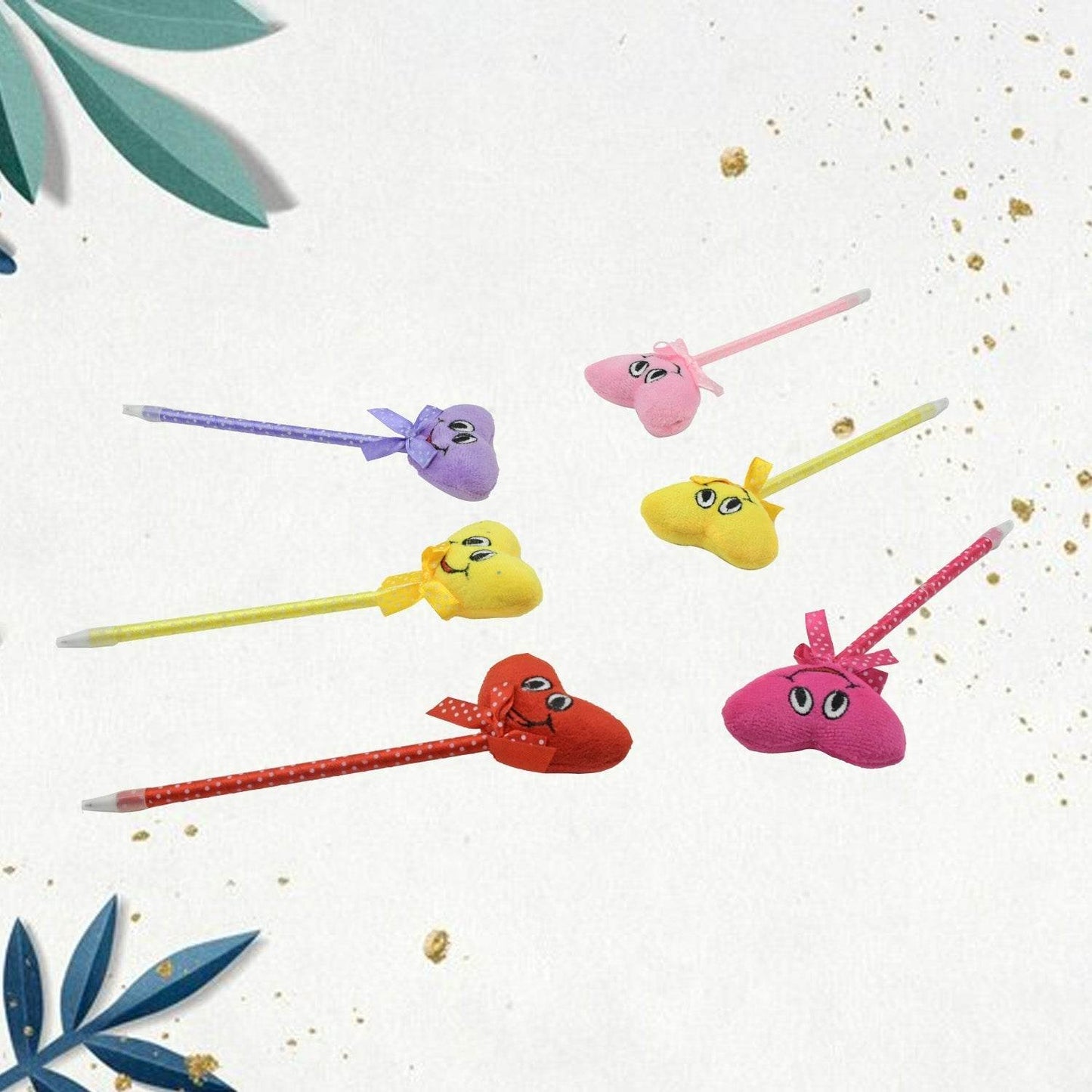 Cute Cartoon Shape & Heart Design Facy Writting Pen Attached Rattle | Ball Pen Smooth Writing For Wedding , Events & Multiuse Pen Best Pen l Use for Kids (12 Pcs Set Mix Design & Color) - infinityexculsivestore.com