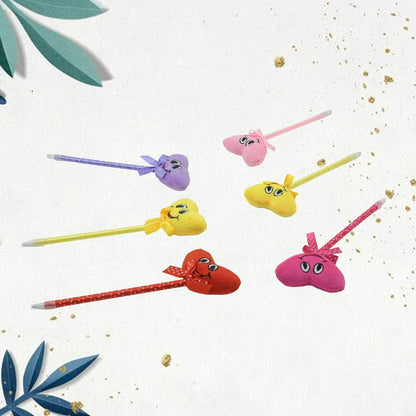 Cute Cartoon Shape & Heart Design Facy Writting Pen Attached Rattle | Ball Pen Smooth Writing For Wedding , Events & Multiuse Pen Best Pen l Use for Kids (12 Pcs Set Mix Design & Color) - infinityexculsivestore.com
