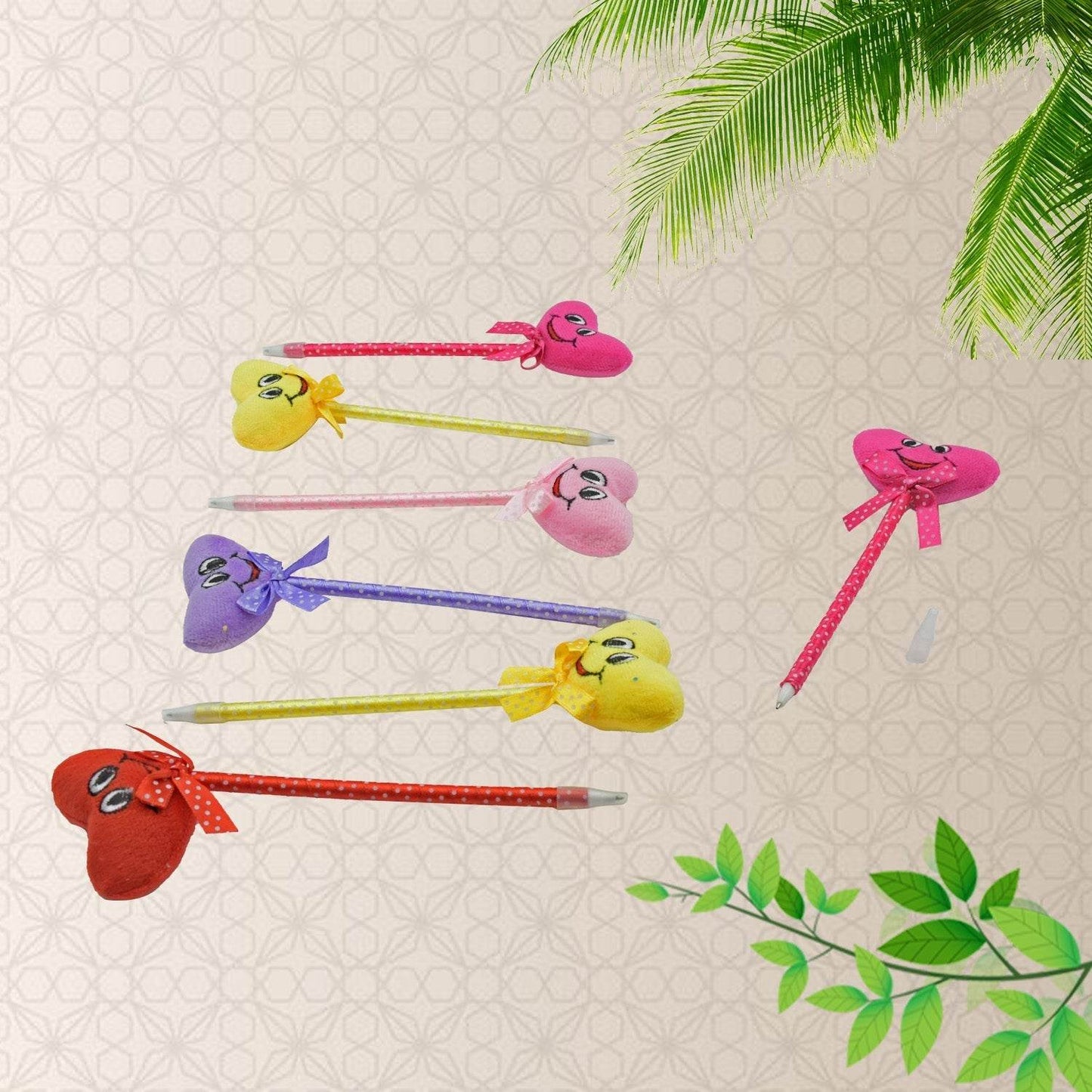 Cute Cartoon Shape & Heart Design Facy Writting Pen Attached Rattle | Ball Pen Smooth Writing For Wedding , Events & Multiuse Pen Best Pen l Use for Kids (12 Pcs Set Mix Design & Color) - infinityexculsivestore.com