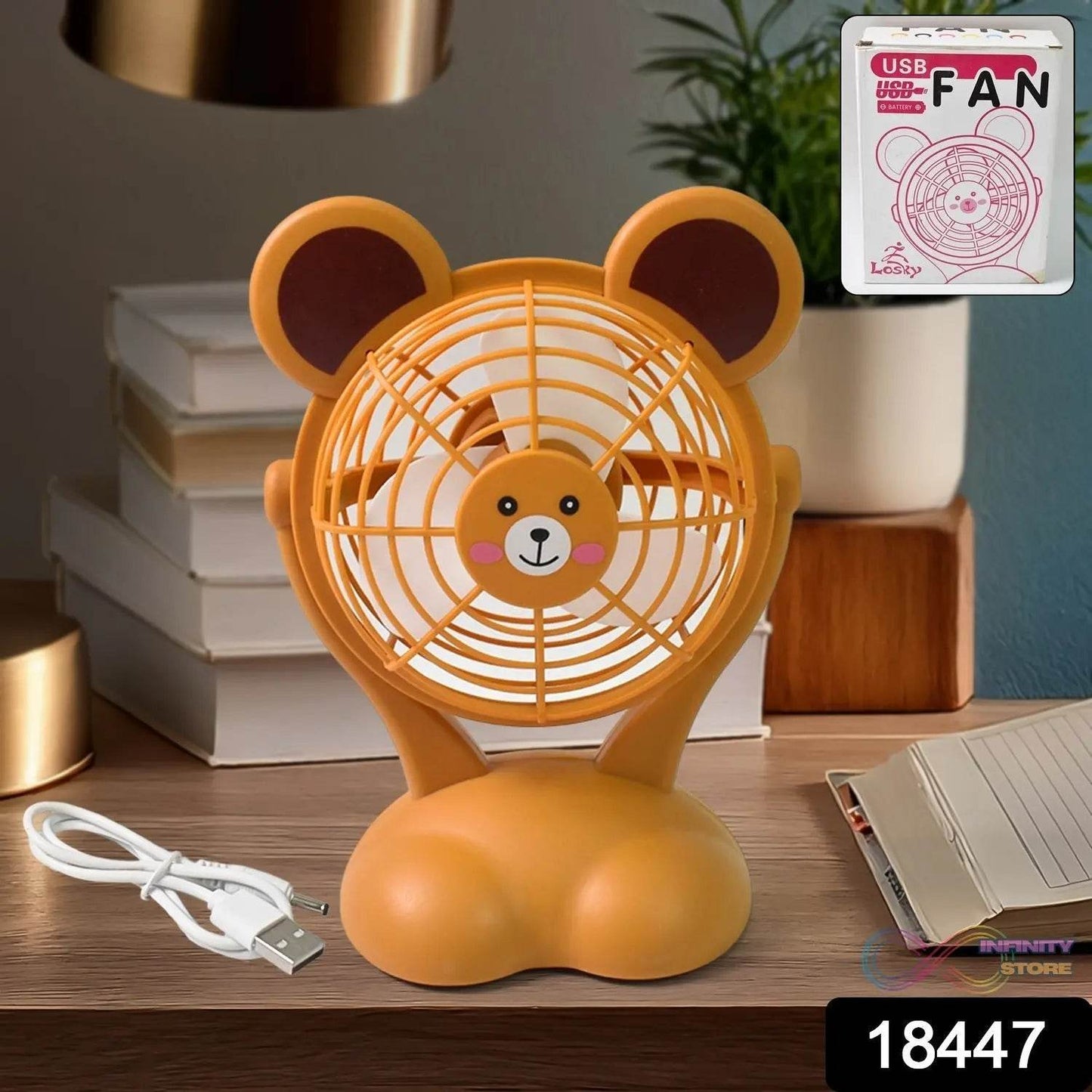 Cartoon Shape Mini Fan USB Powered & Battery Operated (Battery Not Include / 1 Pc) - infinityexculsivestore.com