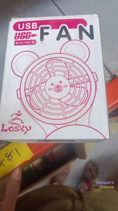 Cartoon Shape Mini Fan USB Powered & Battery Operated (Battery Not Include / 1 Pc) - infinityexculsivestore.com