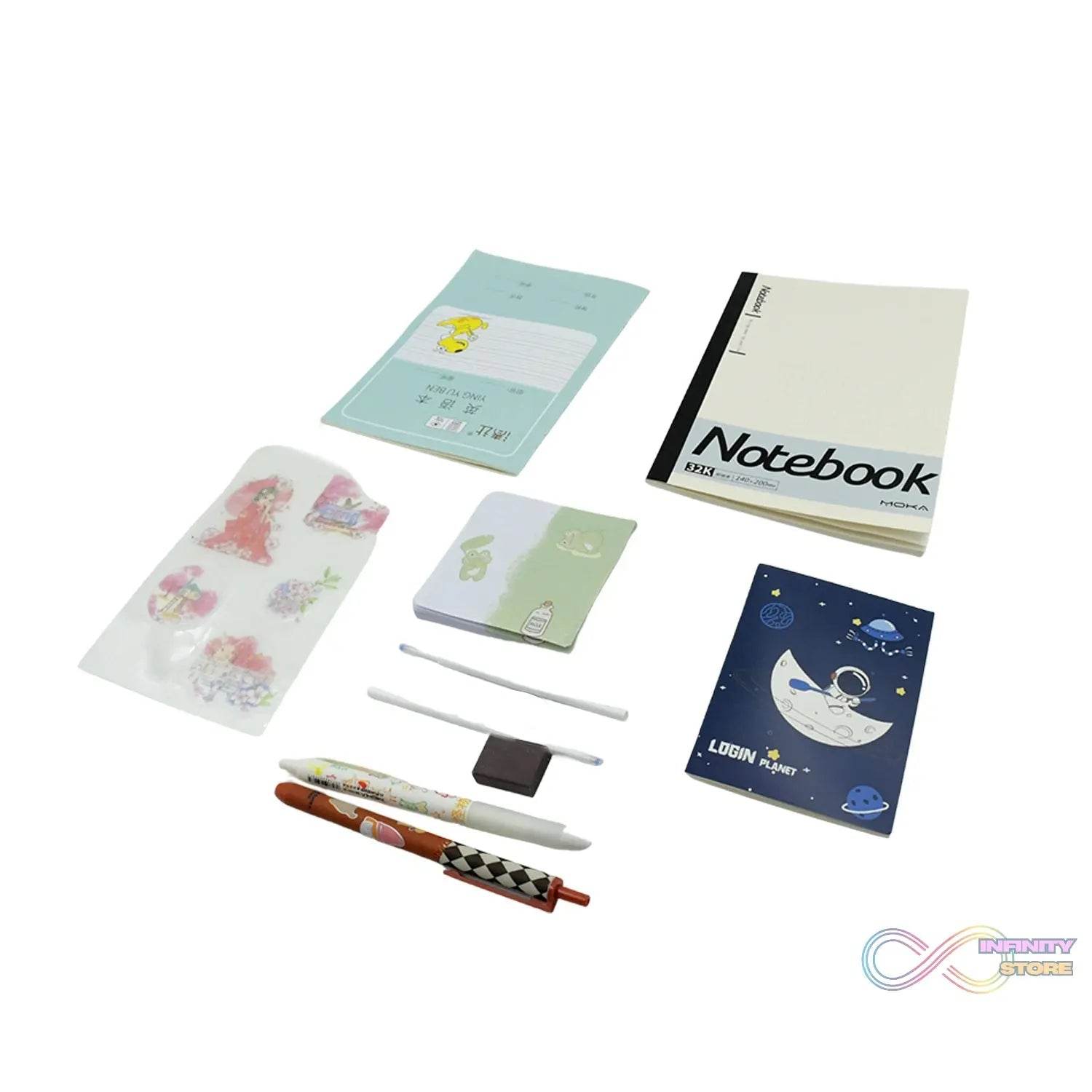 Cartoon Stationery Box Cartoon Design School Box Book , diary , Pen , Eraser, Sharpner , Sticker & Pen Refill Student Gift School box (1 box) - infinityexculsivestore.com