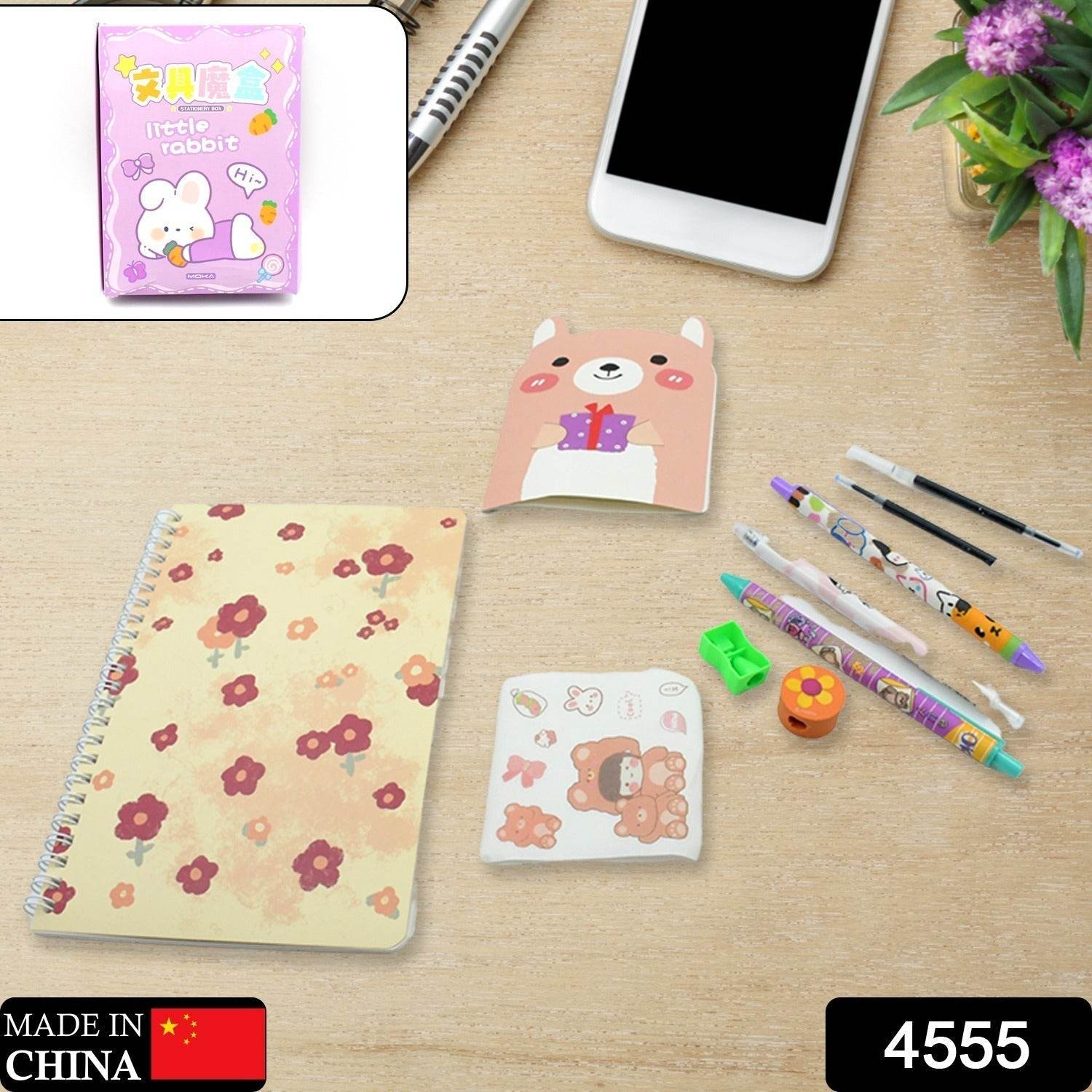 Cartoon Stationery Box Cartoon Design School Box Book , diary , Pen , Eraser, Sharpner , Sticker & Pen Refill Student Gift School box (1 box) - infinityexculsivestore.com