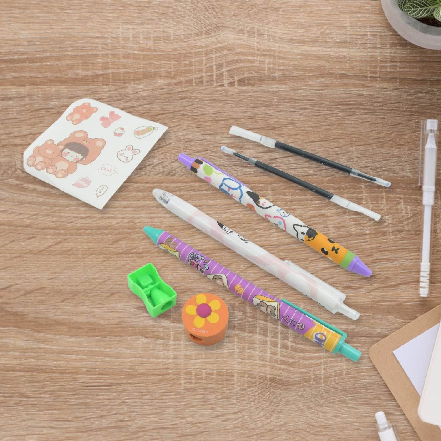 Cartoon Stationery Box Cartoon Design School Box Book , diary , Pen , Eraser, Sharpner , Sticker & Pen Refill Student Gift School box (1 box) - infinityexculsivestore.com