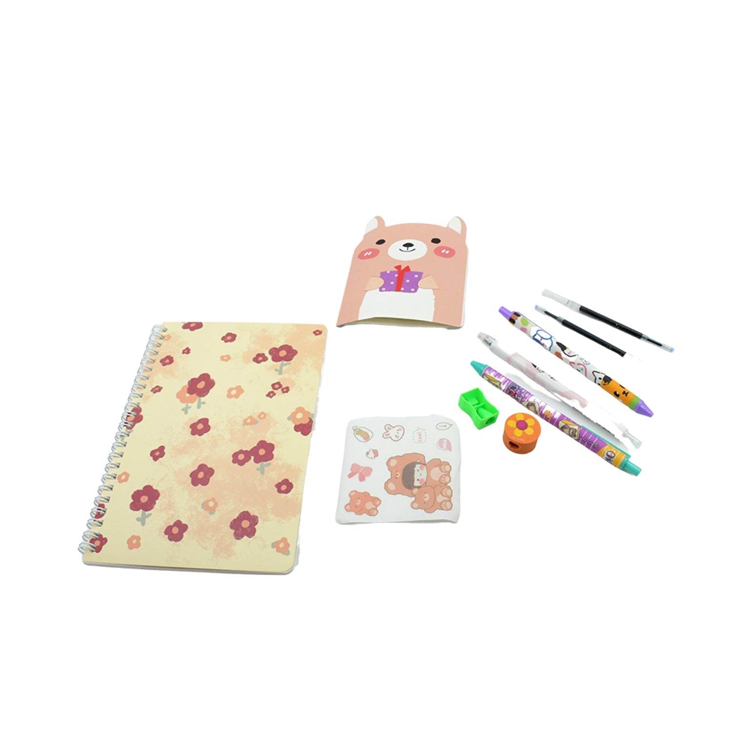 Cartoon Stationery Box Cartoon Design School Box Book , diary , Pen , Eraser, Sharpner , Sticker & Pen Refill Student Gift School box (1 box) - infinityexculsivestore.com