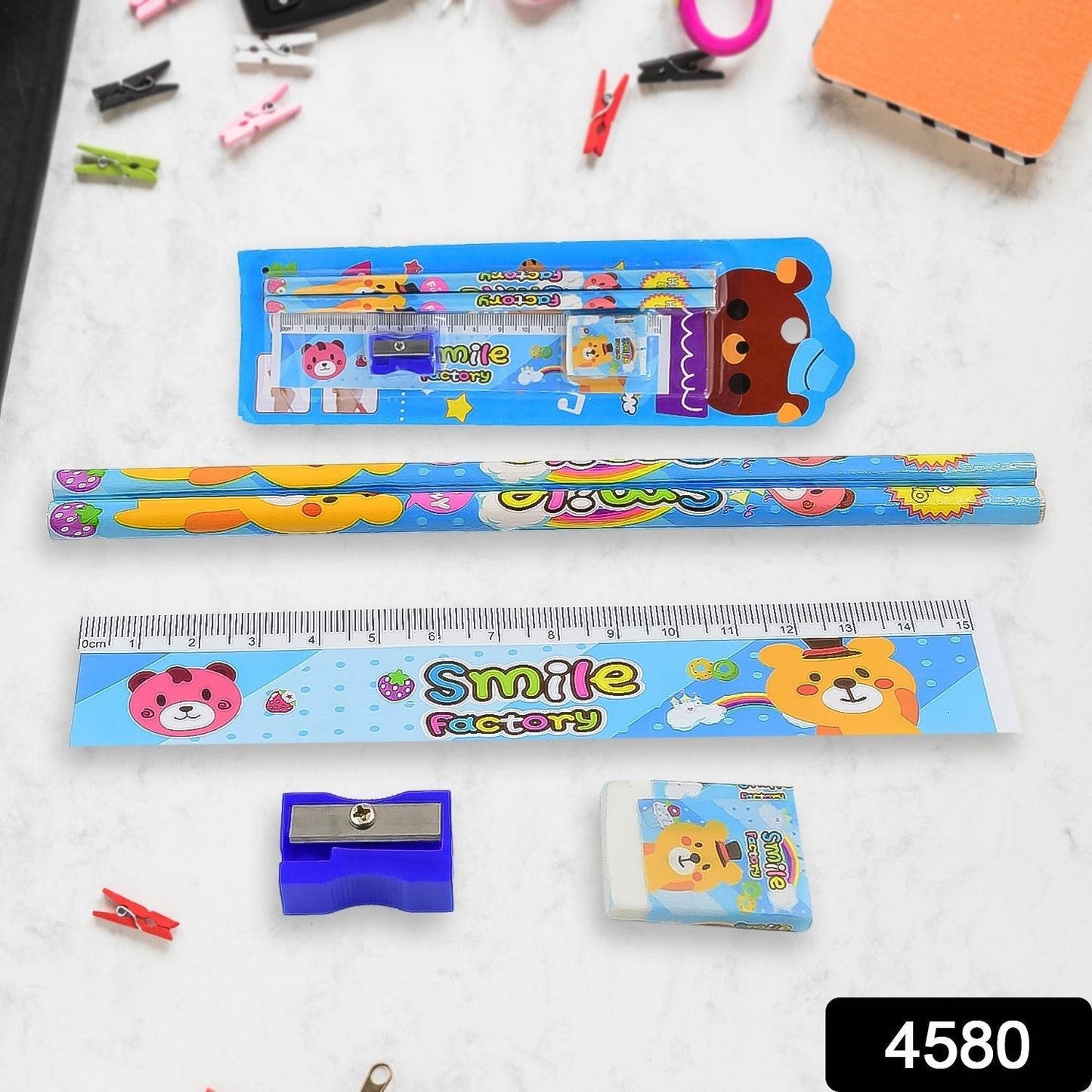 Cartoon Wooden Pencil Set for Kids Boys Return Gifts Birthday Party Space Stationary Set Pencil Eraser Sharpener Combo Kit for Kids Boys (Mix Color / 1 Set) - infinityexculsivestore.com