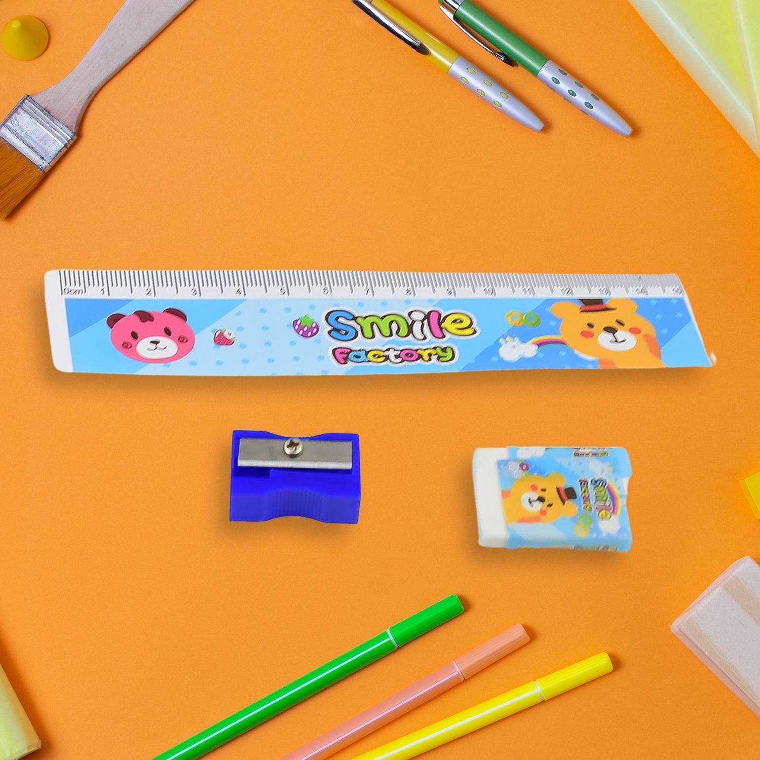 Cartoon Wooden Pencil Set for Kids Boys Return Gifts Birthday Party Space Stationary Set Pencil Eraser Sharpener Combo Kit for Kids Boys (Mix Color / 1 Set) - infinityexculsivestore.com