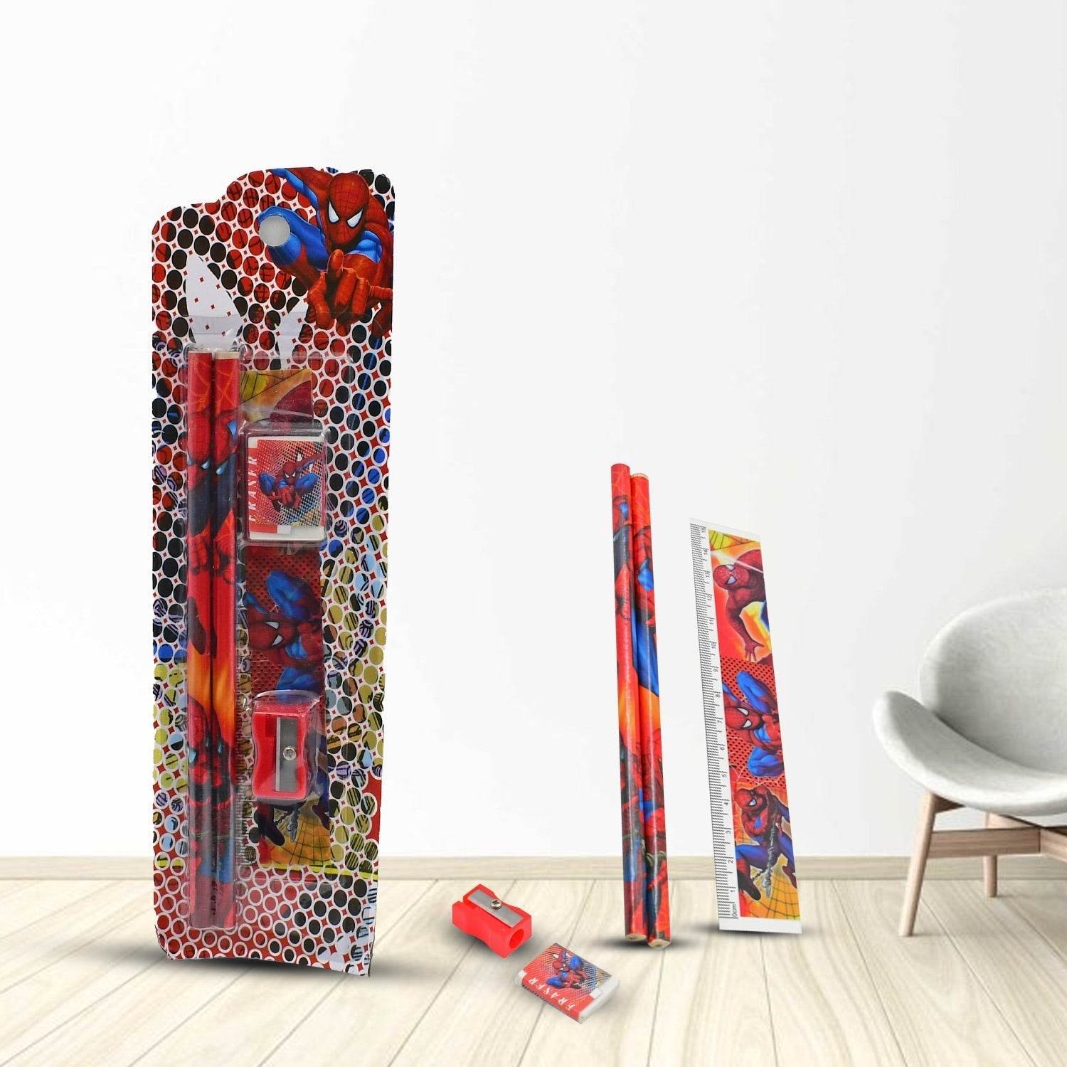 Cartoon Wooden Pencil Set for Kids Boys Return Gifts Birthday Party Space Stationary Set Pencil Eraser Sharpener Combo Kit for Kids Boys (Mix Color / 1 Set) - infinityexculsivestore.com