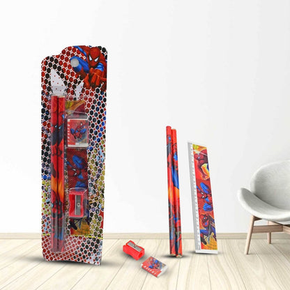 Cartoon Wooden Pencil Set for Kids Boys Return Gifts Birthday Party Space Stationary Set Pencil Eraser Sharpener Combo Kit for Kids Boys (Mix Color / 1 Set) - infinityexculsivestore.com