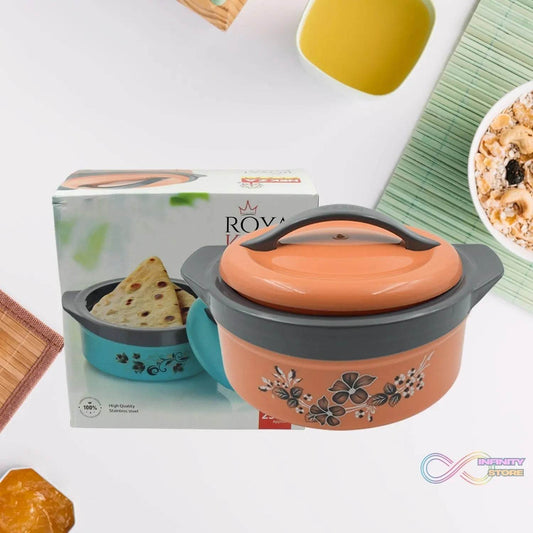Casserole Box for Food Searving Inner Steel Insulated Casserole Hot Pot Flowers Printed Chapati Box for Roti Kitchen (Approx 2500 ml) - infinityexculsivestore.com