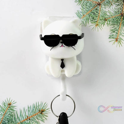 Cat Hook for Wall, Cute Cat Key Hook with Sunglasses (1 Pc) - infinityexculsivestore.com