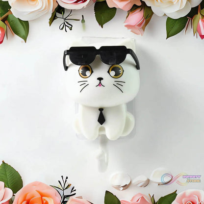 Cat Hook for Wall, Cute Cat Key Hook with Sunglasses (1 Pc) - infinityexculsivestore.com