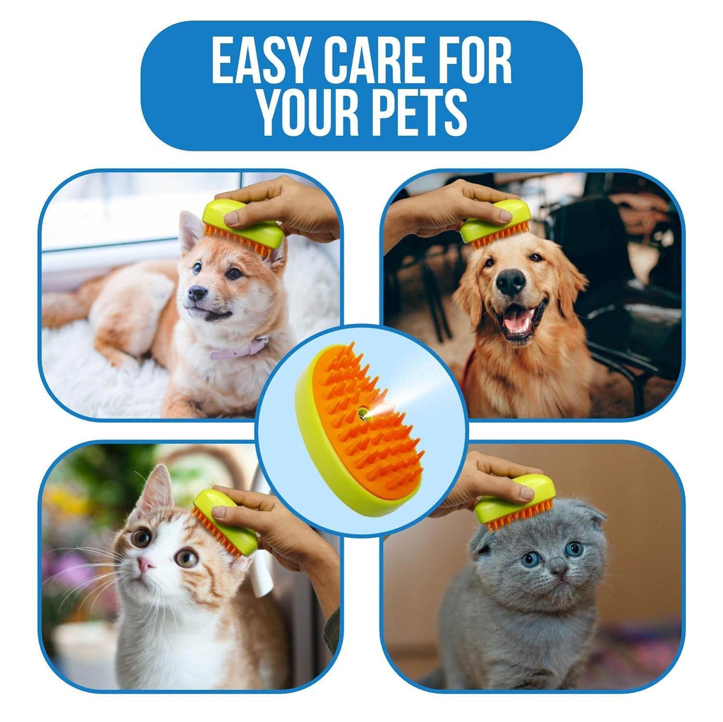 3 In1 Cat Steamy Brush, Self Cleaning Steam Cat Brush Cat Steamer Brush for Massage Cat Grooming Brush Pet Hair Removal Comb for Cat and Dog, for Removing Tangled and Loose Hair - infinityexculsivestore.com