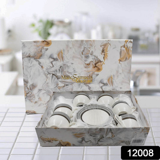 Ceramic Tea / cups and Saucer / Rakabi Set of 12 Pcs - infinityexculsivestore.com