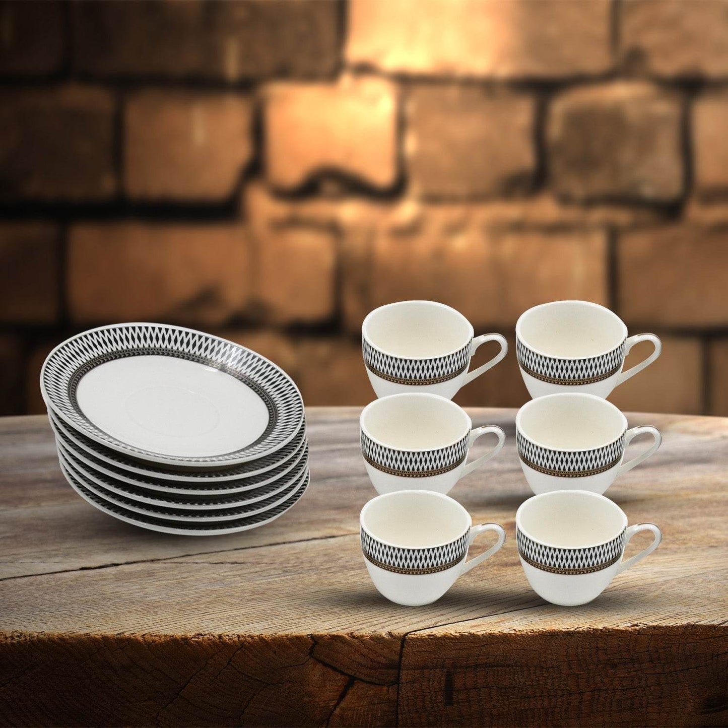 Ceramic Tea / cups and Saucer / Rakabi Set of 12 Pcs - infinityexculsivestore.com