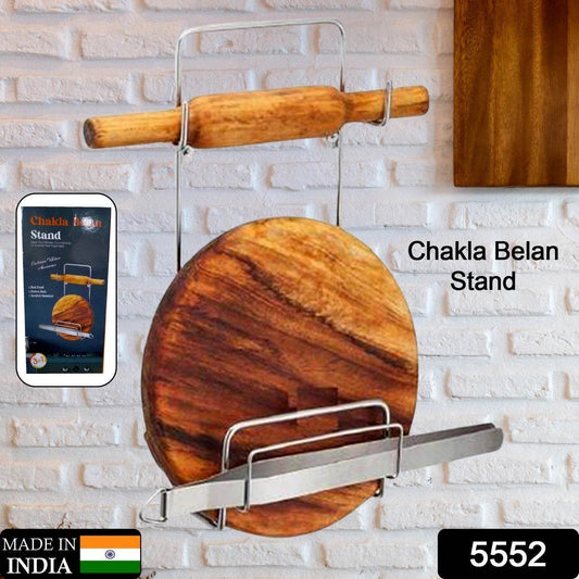 Chakla Belan Chimta Stand Rolling Pin Board Tong Holder Silver Stainless Steel Multi-Purpose Rack for Kitchen (1 Pc ) - infinityexculsivestore.com