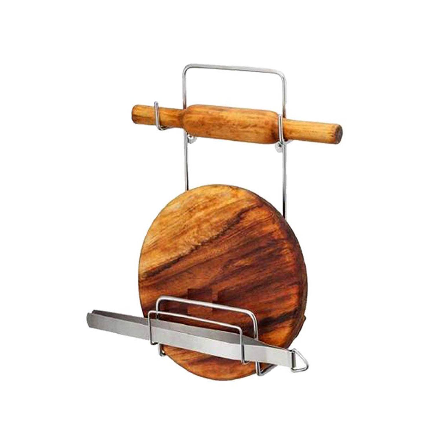 Chakla Belan Chimta Stand Rolling Pin Board Tong Holder Silver Stainless Steel Multi-Purpose Rack for Kitchen (1 Pc ) - infinityexculsivestore.com