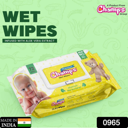 Champs Premium Wet Wipes Infused With Aloe Vera Extract Wet Wipes (72 N Wipes ) - infinityexculsivestore.com