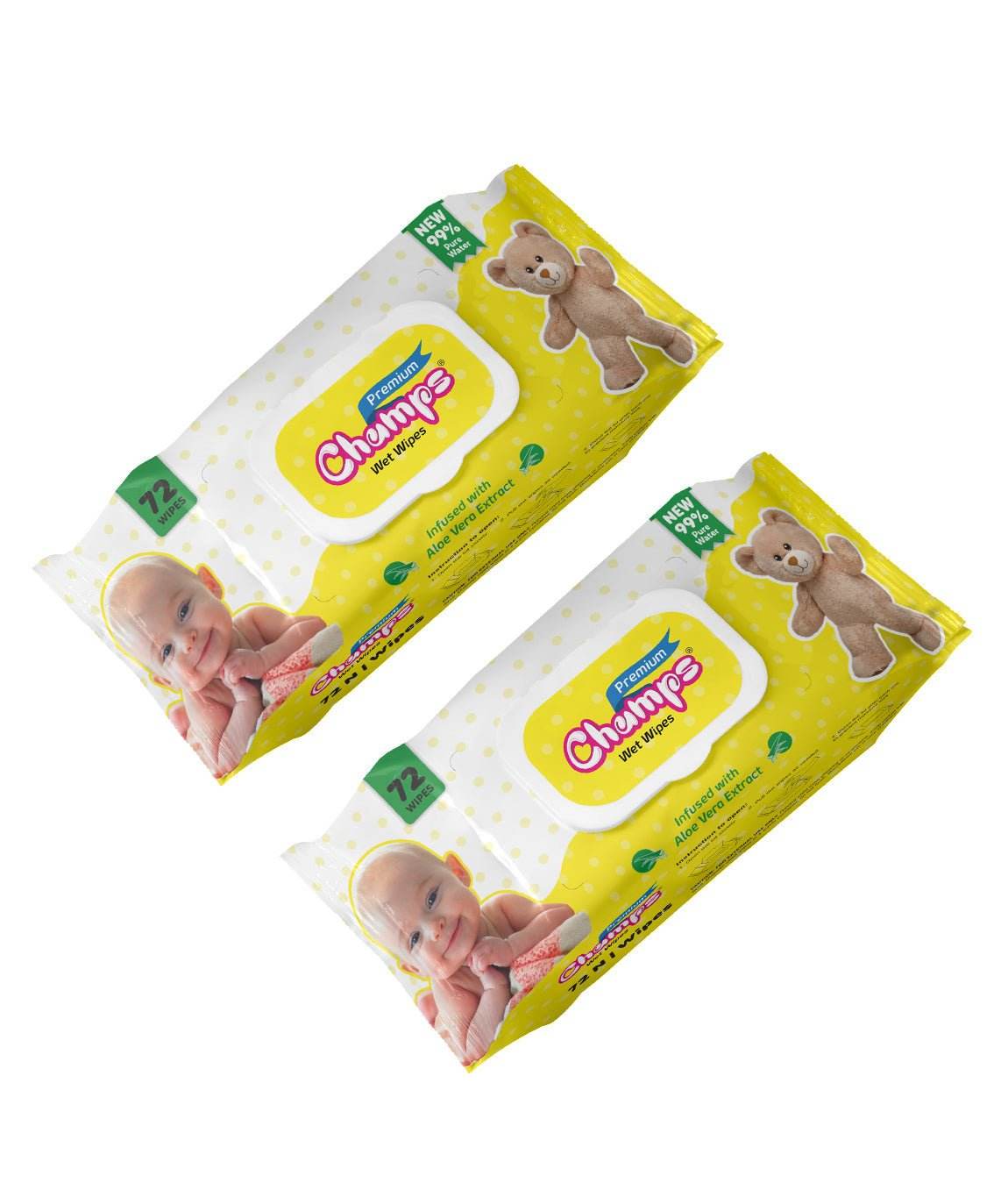Champs Premium Wet Wipes Infused With Aloe Vera Extract Wet Wipes (72 N Wipes ) - infinityexculsivestore.com