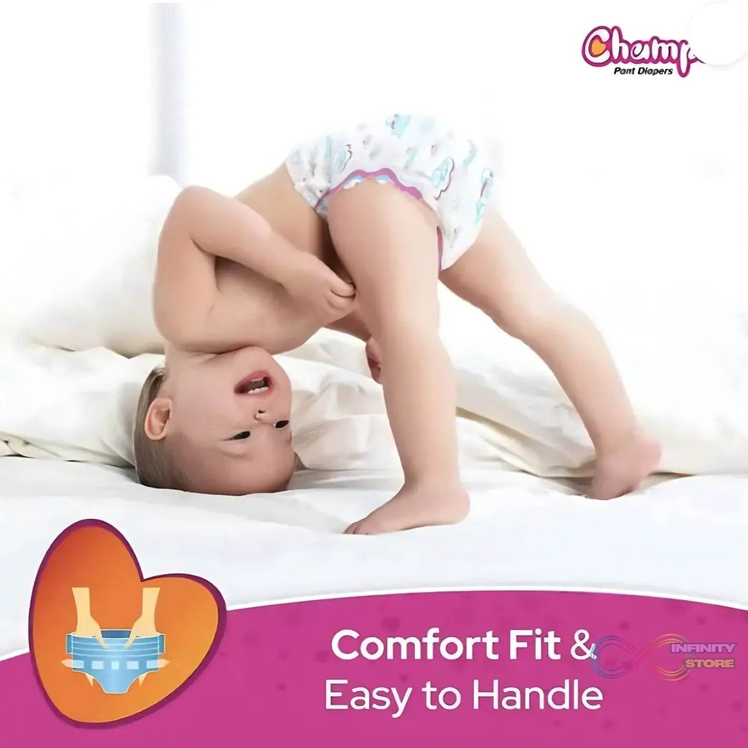 Champs Small Baby Large Diaper Pants (5 Pcs): Ultra-Absorbent for Travel - infinityexculsivestore.com