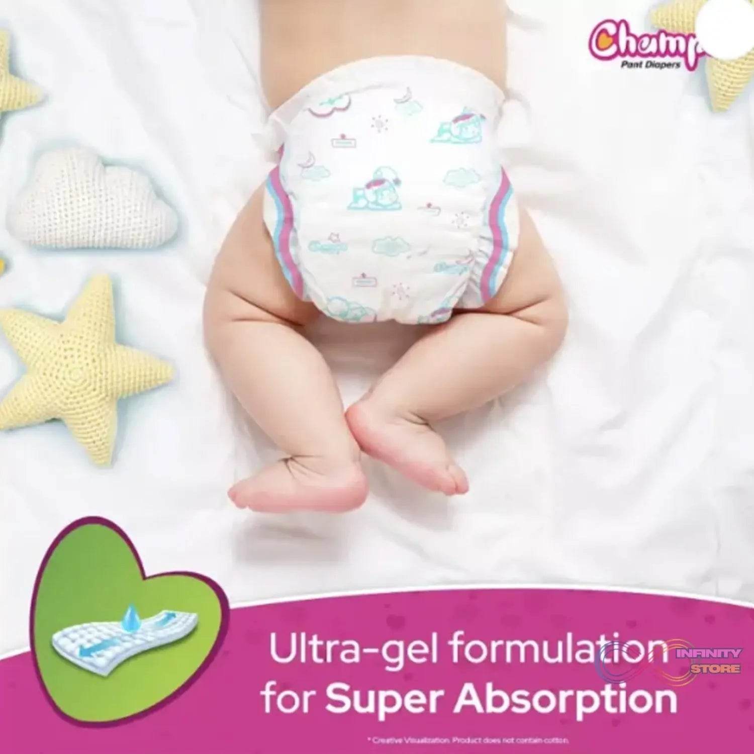Champs Small Baby Large Diaper Pants (5 Pcs): Ultra-Absorbent for Travel - infinityexculsivestore.com